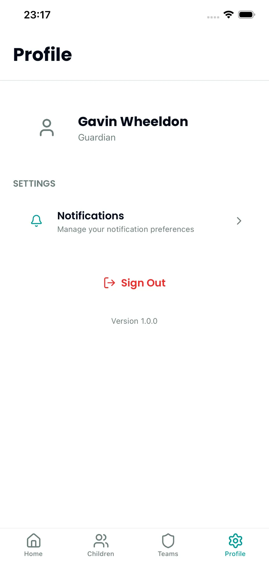 Profile settings and notifications